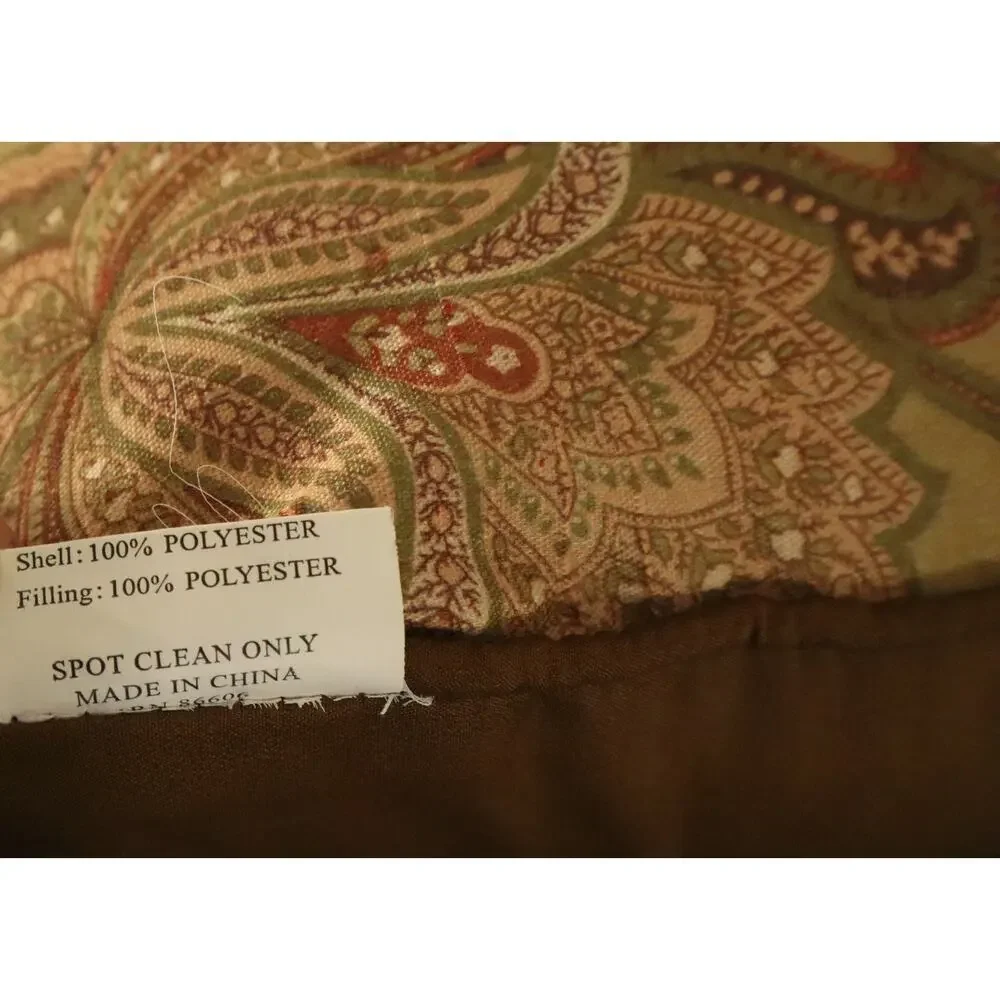 Vintage 90s Y2K Gold Red Paisley Square Pillow Decorative Throw Boho Hippie